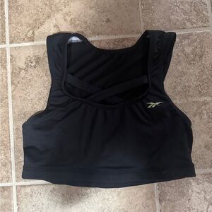 Reebok Black Sports Bra with Gold Logo